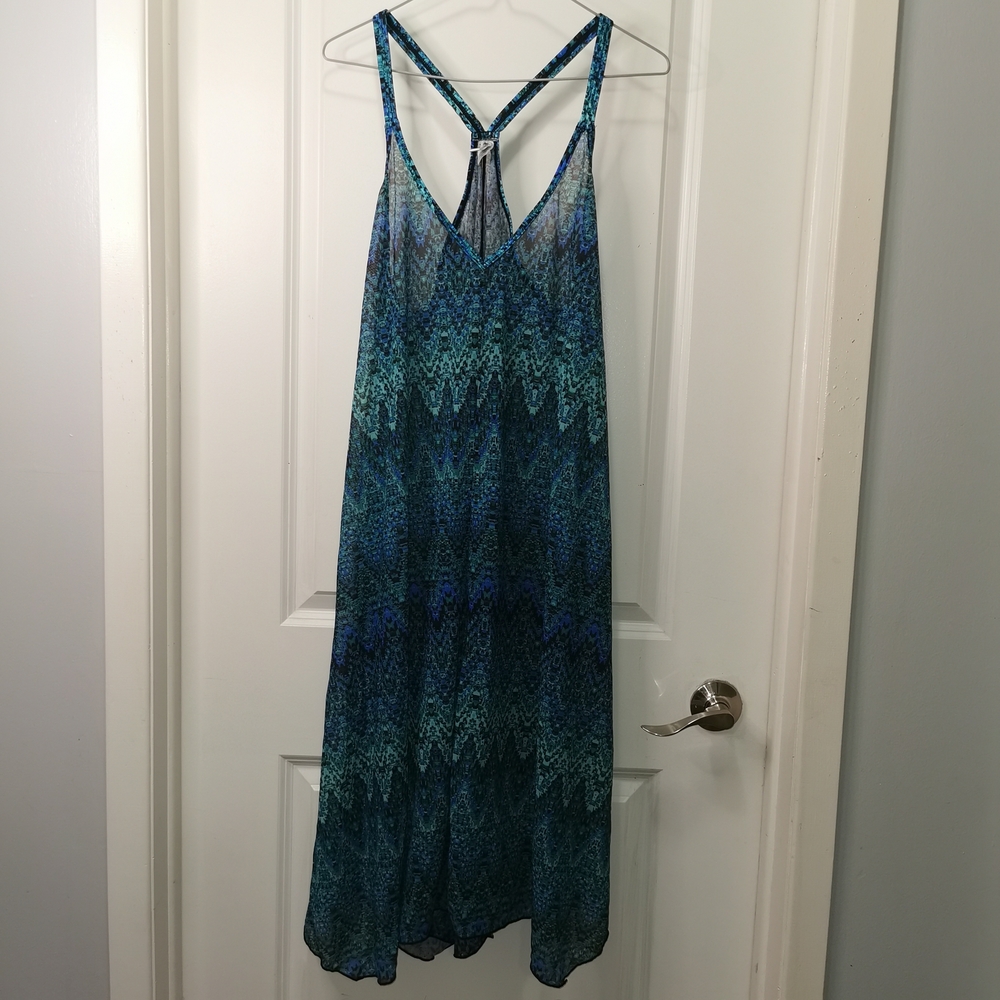 Women's Blue & Teal Patterned ‎ Beach Coverup Maxi